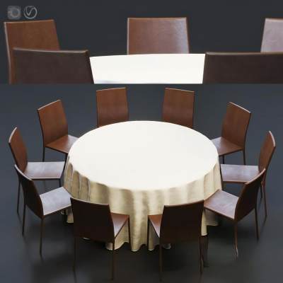 现代圆形餐桌椅-3